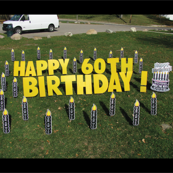 Candles Over the Hill Theme Yard Greetings Lawn Signs Happy Birthday Yard Cards
