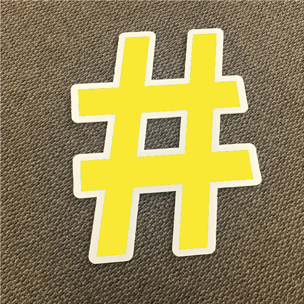 symbol-hashtag-yellow-and-white-yard-greeting-card-sign-happy-birthday-over-the-hill-plastic