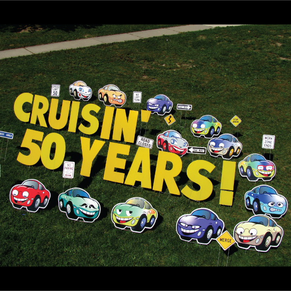cars_cruisin_years_yard_greetings_lawn_signs_cards_happy_birthday_hoppy_over_hill