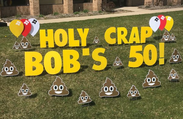 Happy Birthday Yard Greetings yard cards lawn signs smiley poo
