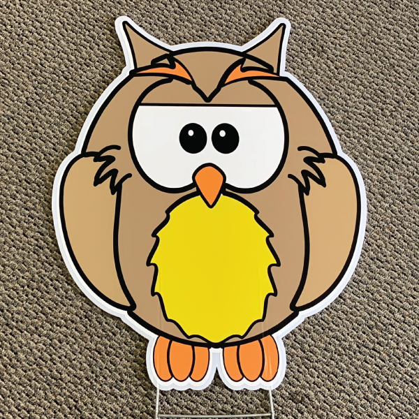 owl_yellow_look_whoo's_animals_yard_greetings_yard_cards_happy_birthday_over_the_hill_lawn_signs_5