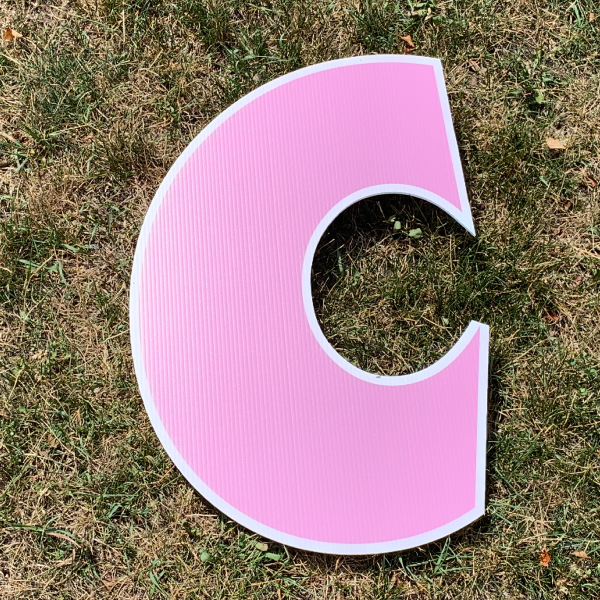 pink letter c yard greetings cards corrugated plastic coroplast happy birthday lawn