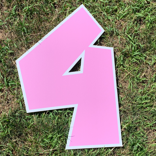 pink number 4 yard greetings cards corrugated plastic coroplast happy birthday lawn