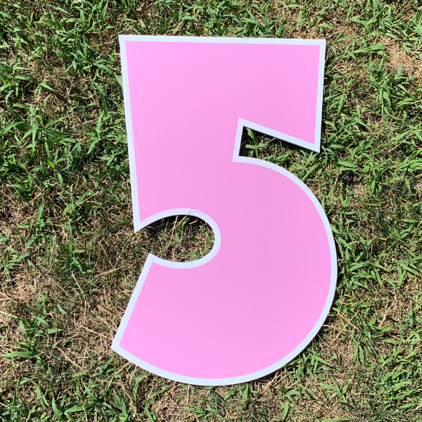 pink number 5 yard greetings cards corrugated plastic coroplast happy birthday lawn