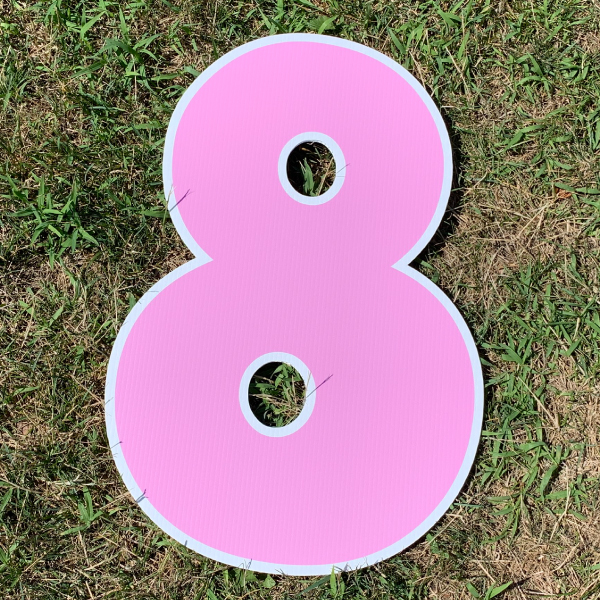 pink number 8 yard greetings cards corrugated plastic coroplast happy birthday lawn