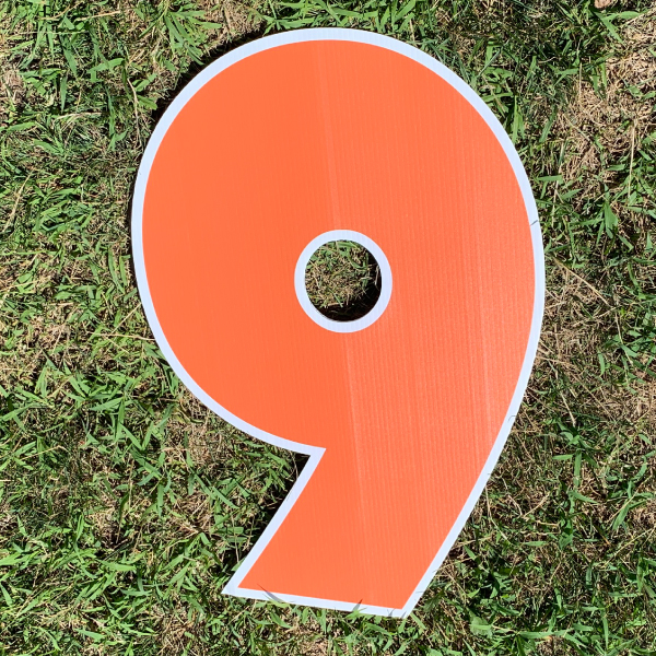 orange number 9 yard greetings cards corrugated plastic coroplast happy birthday lawn