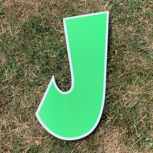green letter J yard greetings cards corrugated plastic coroplast happy birthday lawn