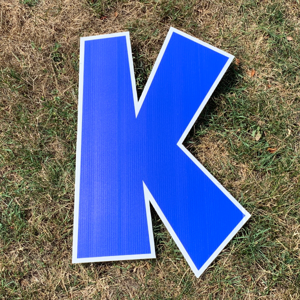 blue letter k yard greetings cards corrugated plastic coroplast happy birthday lawn