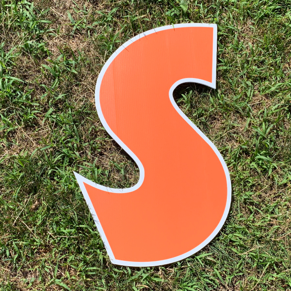 orange letter s yard greetings cards corrugated plastic coroplast happy birthday lawn