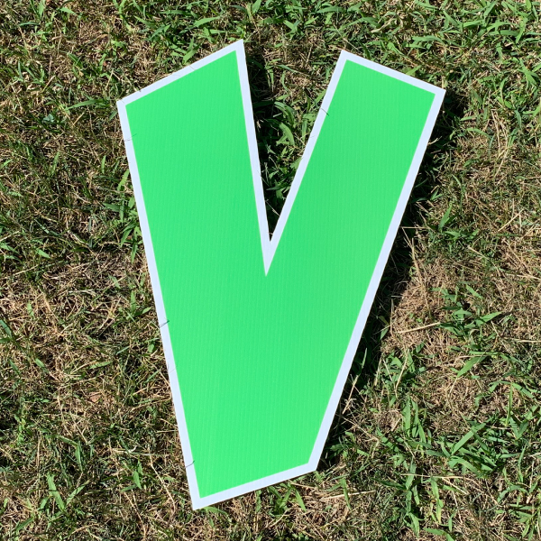 green letter v yard greetings cards corrugated plastic coroplast happy birthday lawn