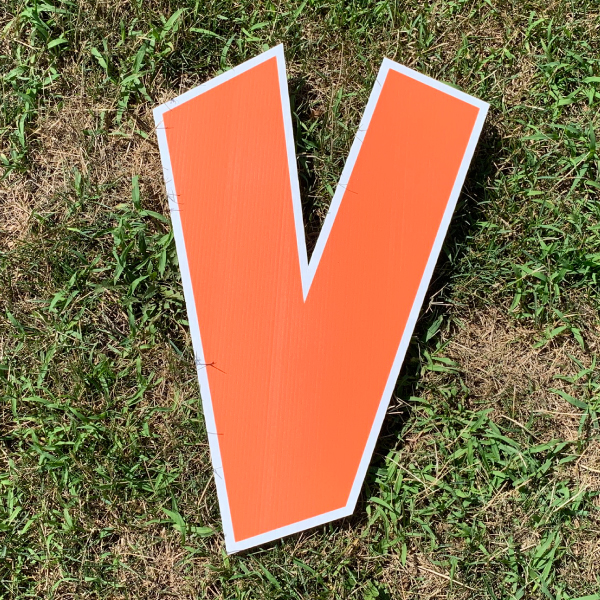 orange letter v yard greetings cards corrugated plastic coroplast happy birthday lawn