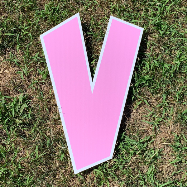 pink letter v yard greetings cards corrugated plastic coroplast happy birthday lawn