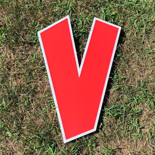 red letter v yard greetings cards corrugated plastic coroplast happy birthday lawn