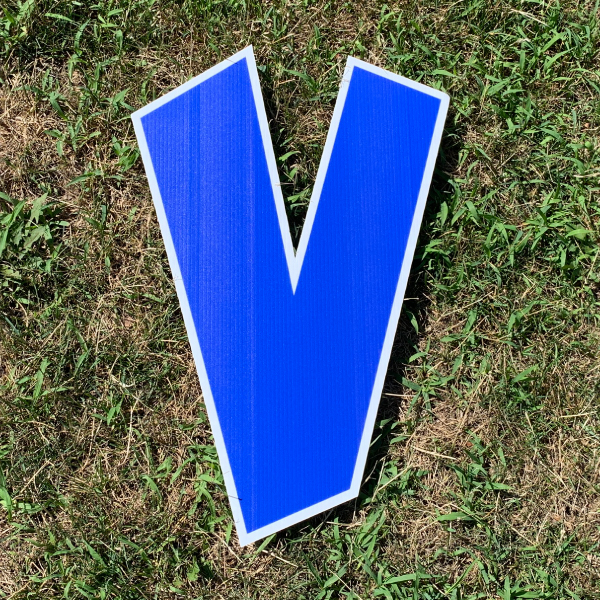 blue letter v yard greetings cards corrugated plastic coroplast happy birthday lawn