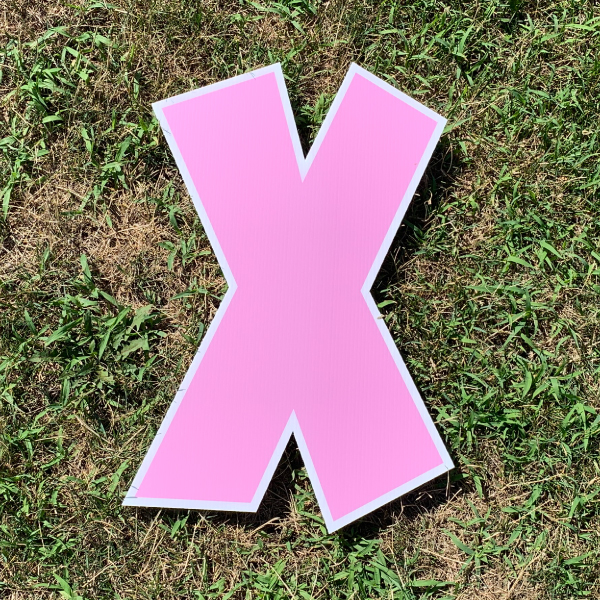 pink letter x yard greetings cards corrugated plastic coroplast happy birthday lawn