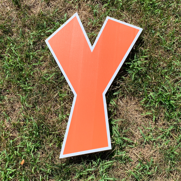 orange letter y yard greetings cards corrugated plastic coroplast happy birthday lawn
